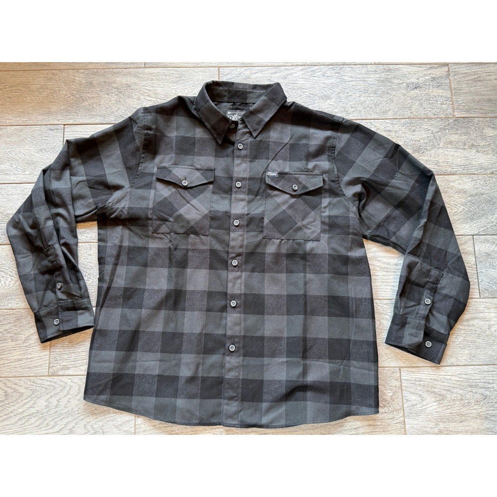 Dixxon Flannel Heritage Shirt Mens 2X Grey Plaid D-Tech XXL 2XL Button Front